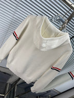 Navy Cotton Striped Sleeve Zip-Through - Men's