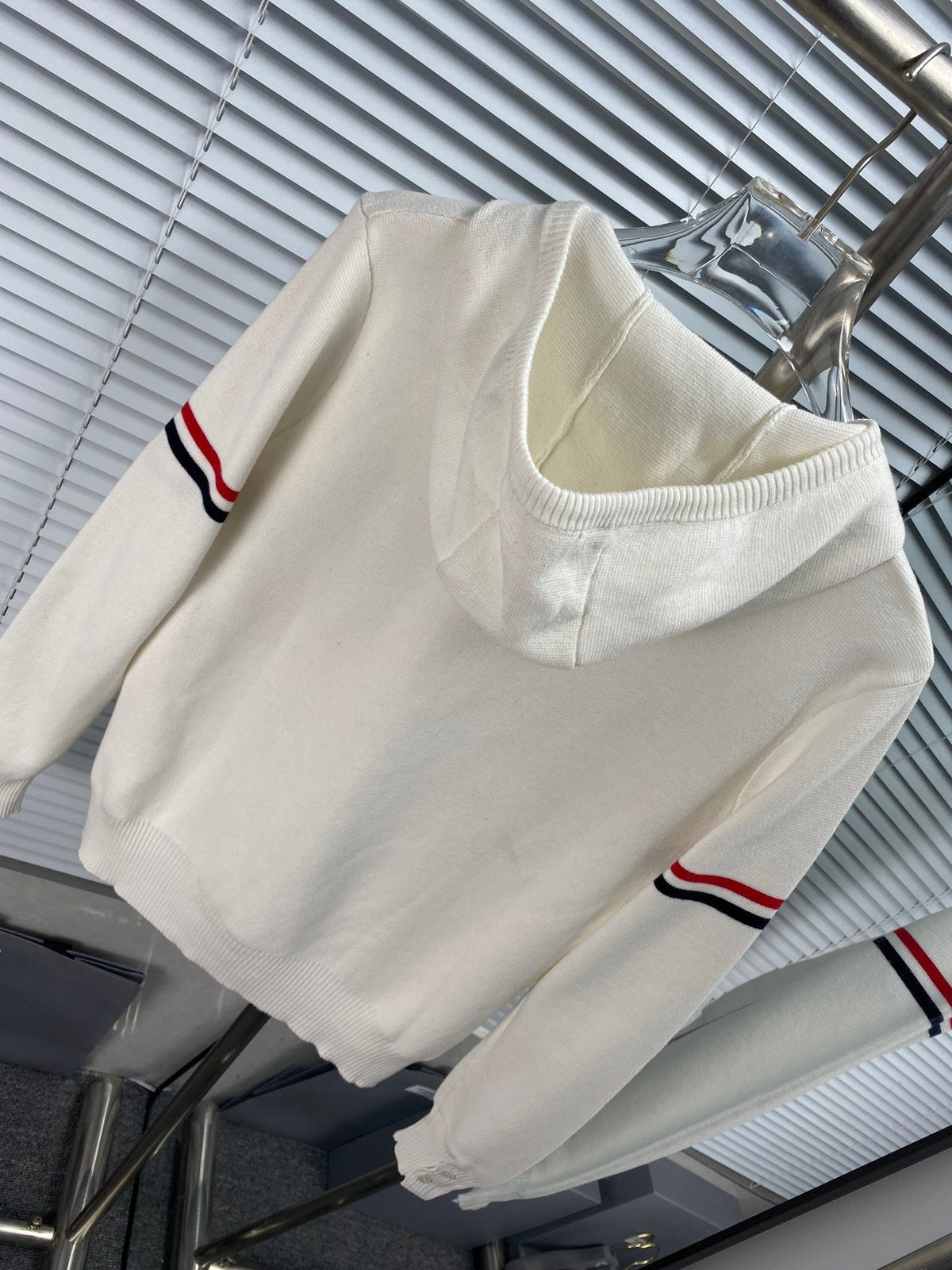 Navy Cotton Striped Sleeve Zip-Through - Men's