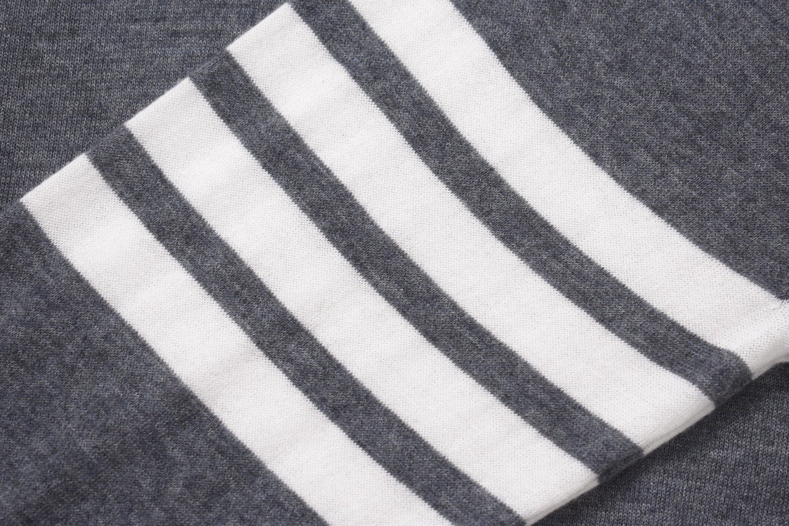 Grey Wool Four-Bar Crewneck - Men's