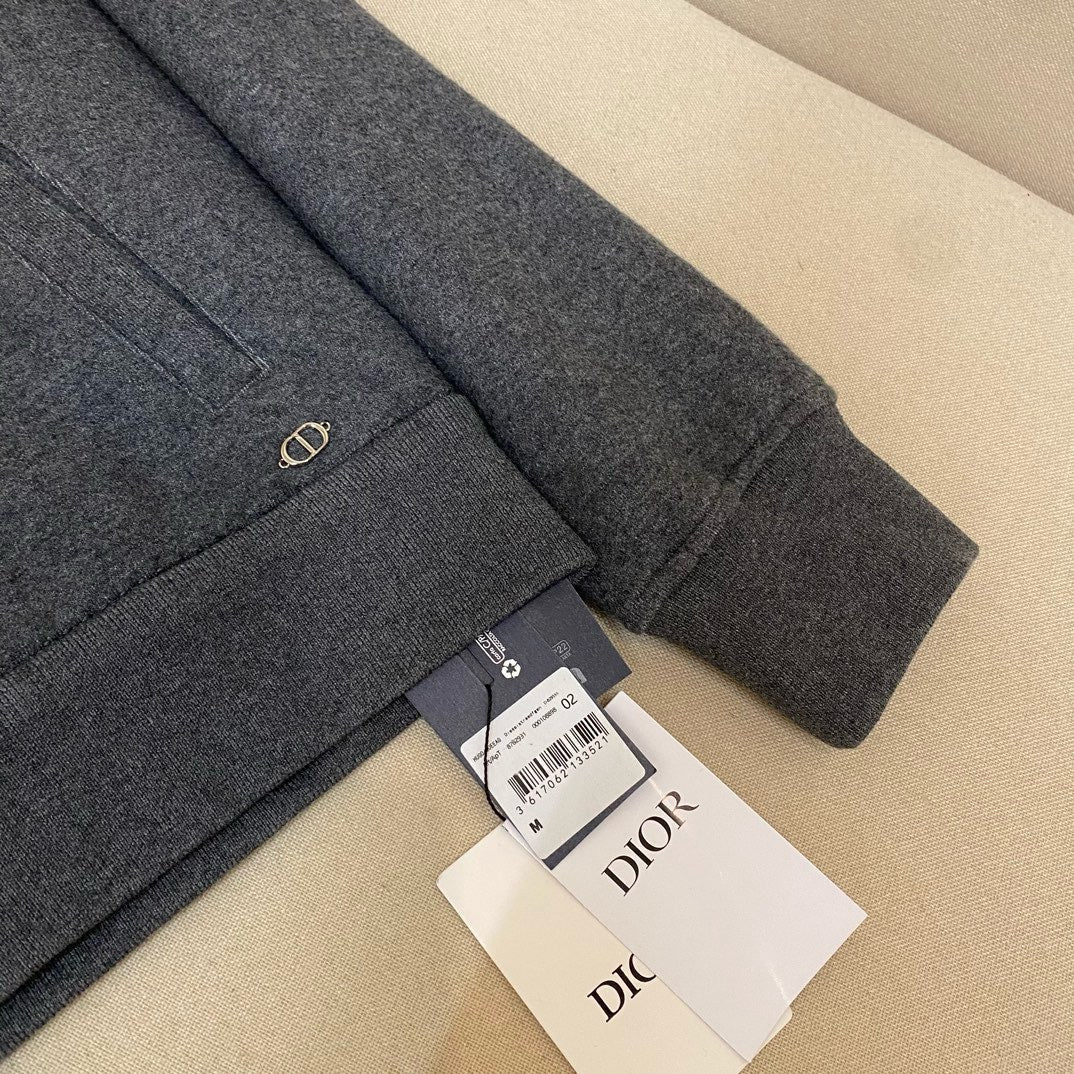 Grey Cotton Plain Zip-Through - Men's