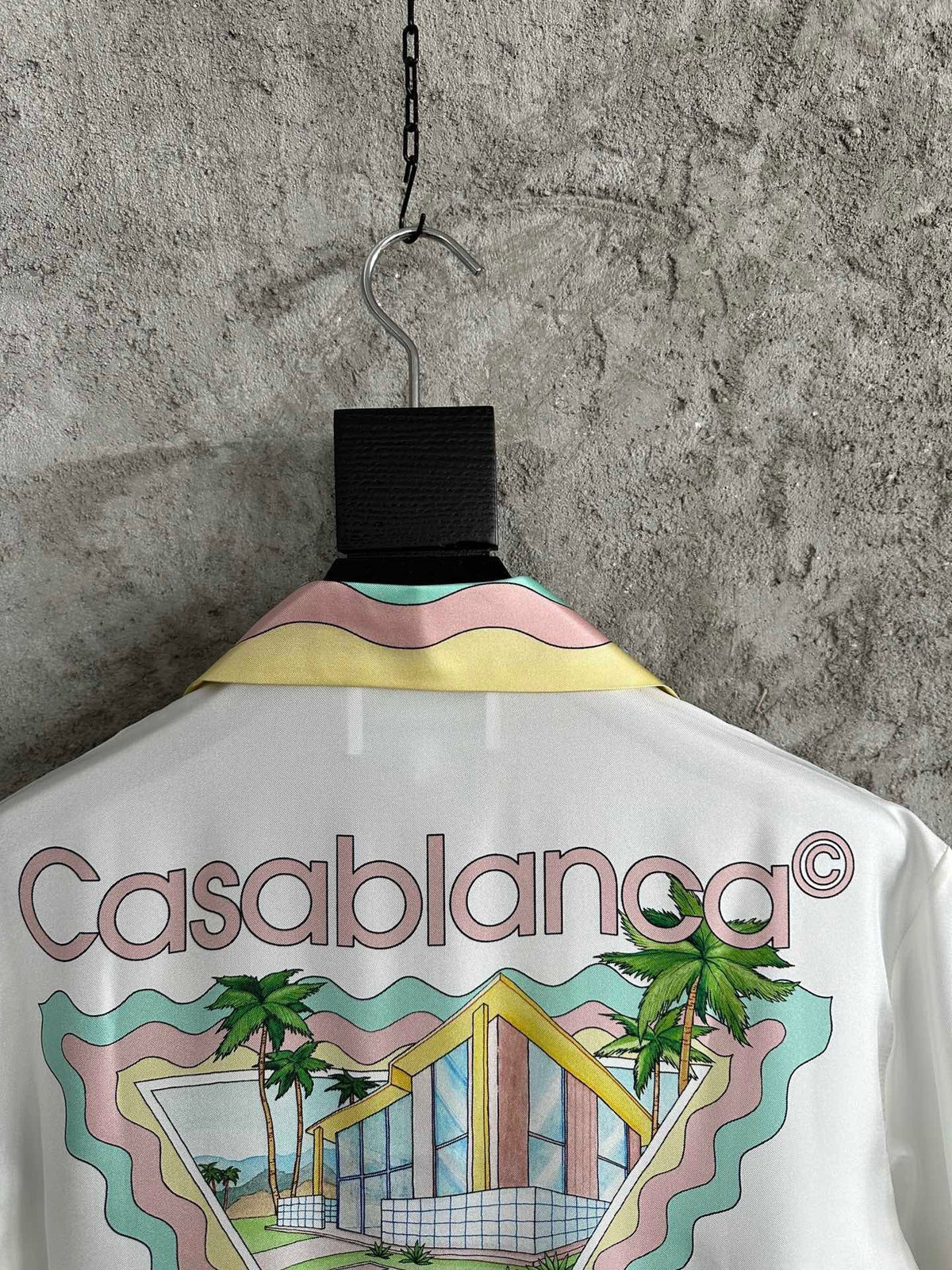 Embroidered Crest Silk Shirt - Men's