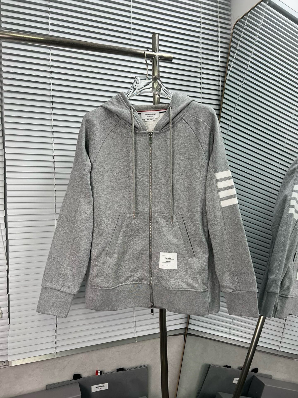 4-Bar Zip Black Hoodie - Men's