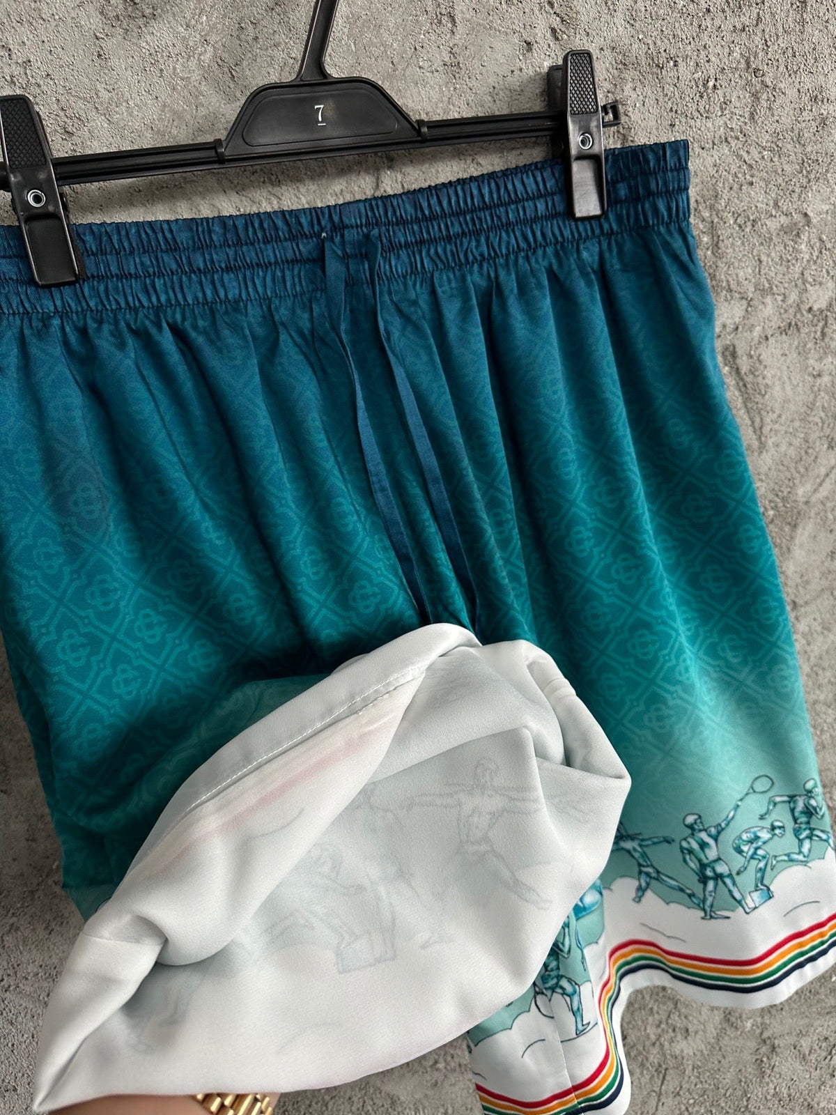 Teal Gradient Silk Shorts - Men's