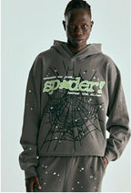 Grey Cotton Web Print Pullover - Men's