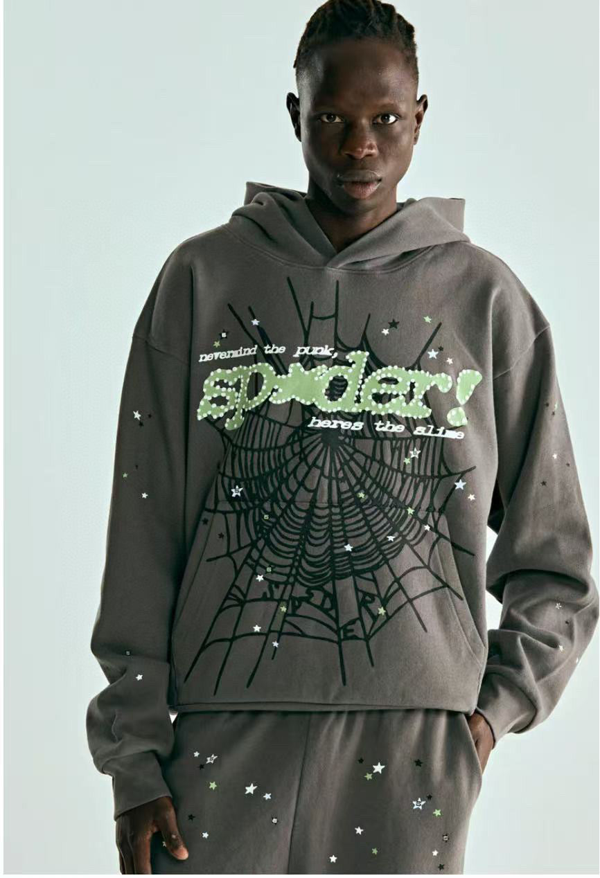 Grey Cotton Web Print Pullover - Men's