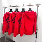 Red Cotton Star Print Pullover - Men's