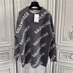 Black Jacquard Text Print Crewneck - Men's