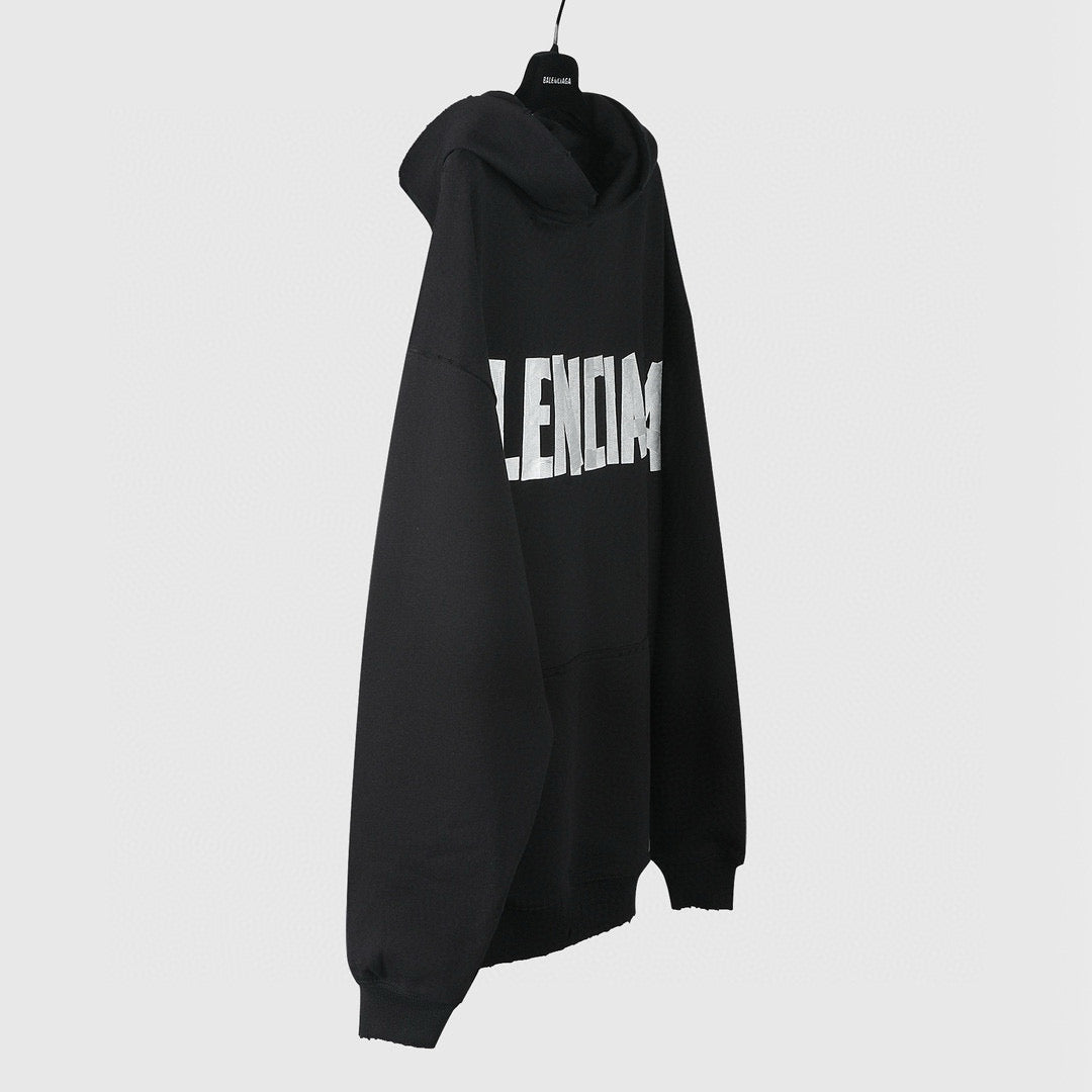 Black Cotton Back Print Pullover - Men's
