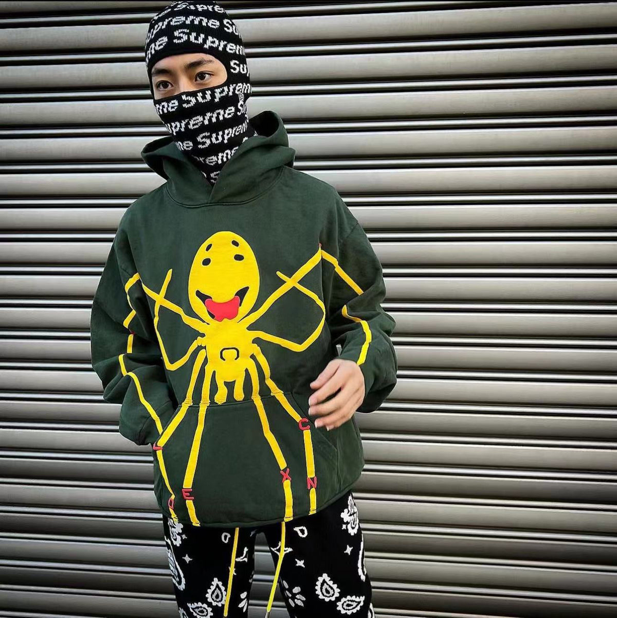 Green Cotton Graphic Pullover - Men's