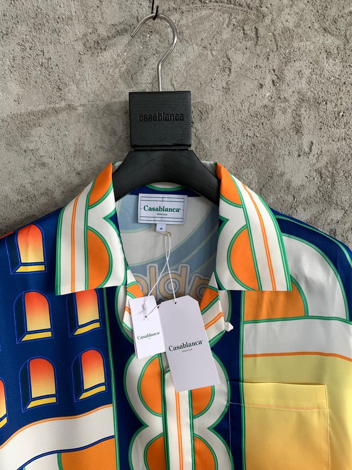 Blue Geometric Print Silk Shirt - Men's