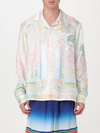 Muted Scenic Print Silk Shirt - Men's