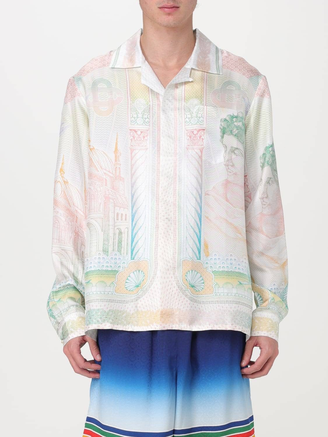Muted Scenic Print Silk Shirt - Men's