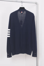 Grey Wool Four-Bar Cardigan - Men's