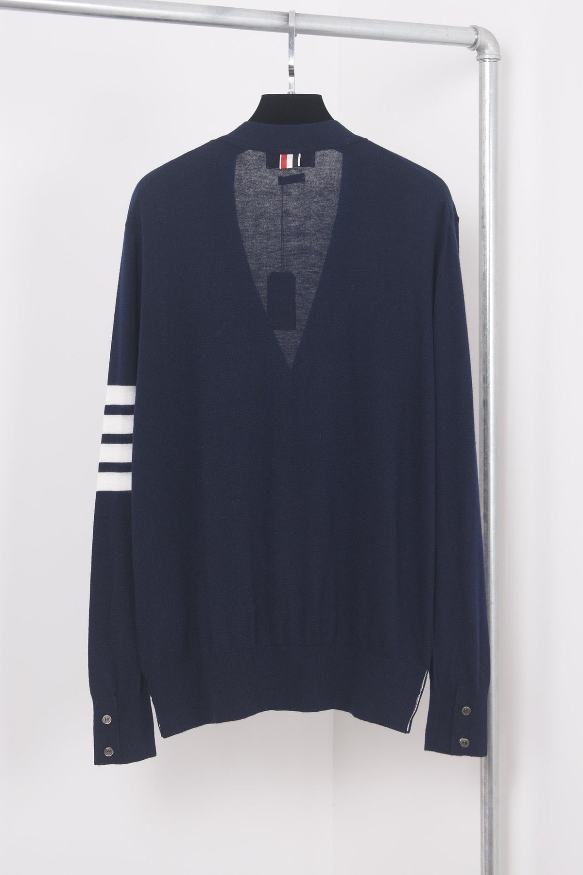 Grey Wool Four-Bar Cardigan - Men's