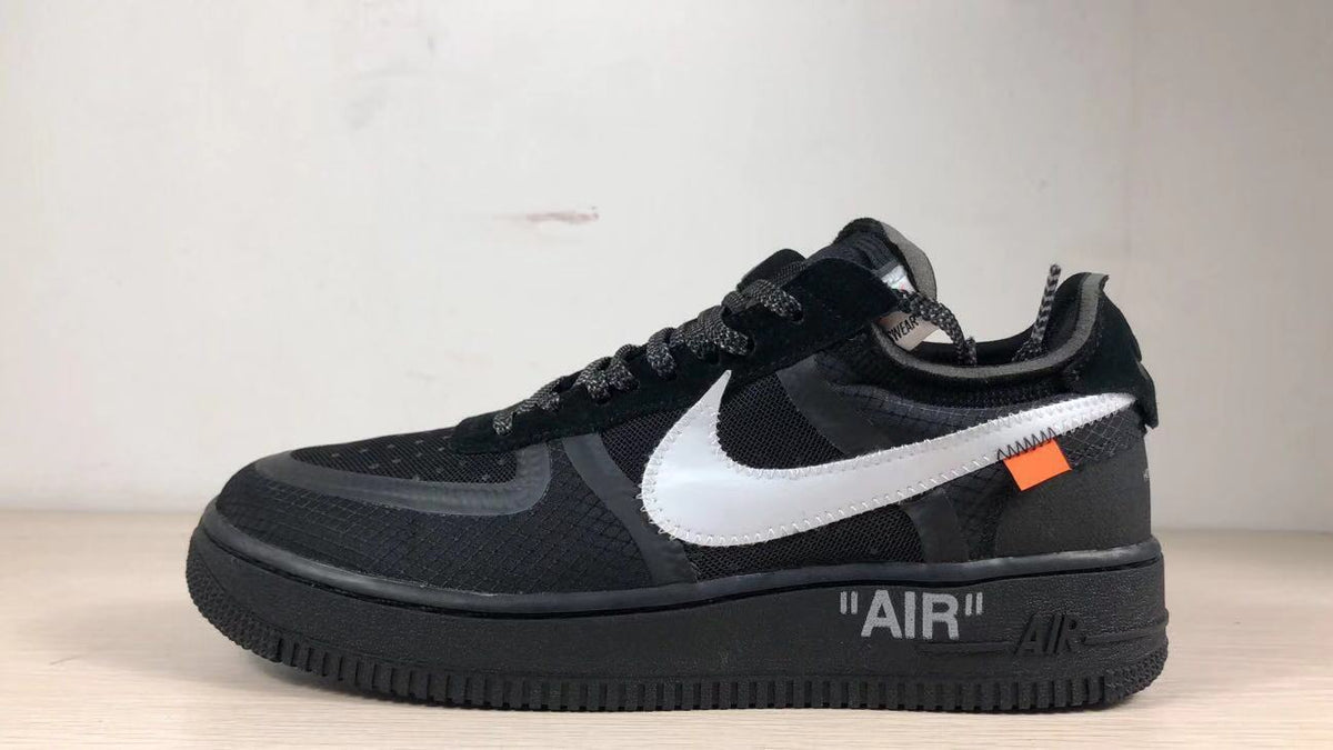 Black Leather Contrast Swoosh Low-Top - Men's