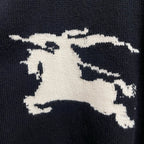 Black Wool Intarsia Crewneck - Men's