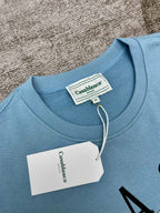 Blue Cotton Chest Graphic Crewneck - Men's