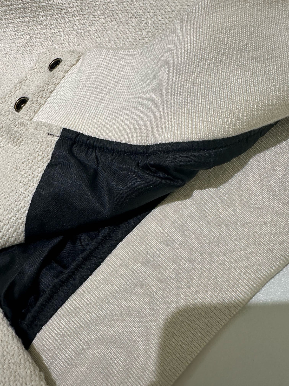 Navy Wool Striped Trim Varsity - Men's