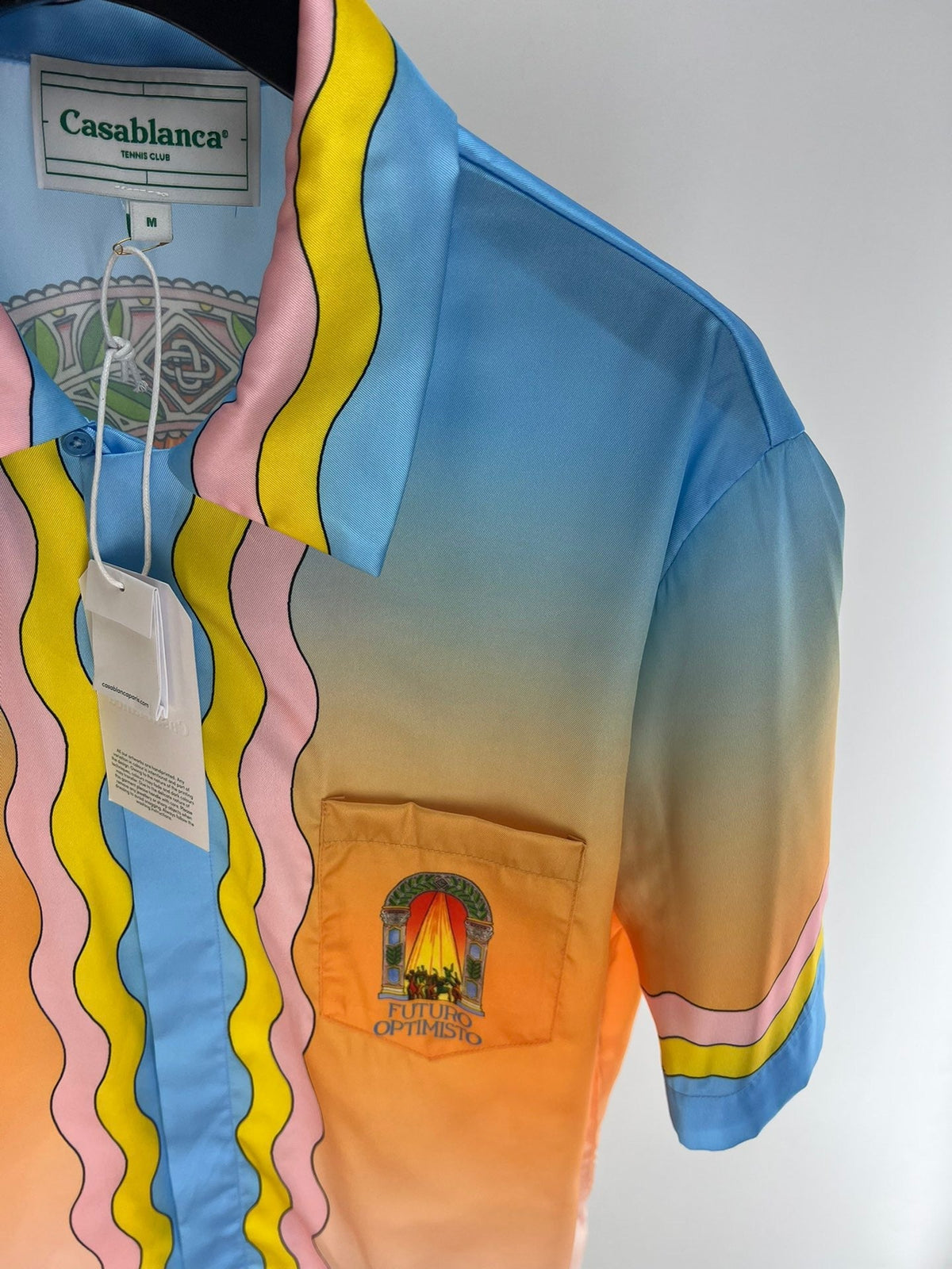 Sunset Wave Print Silk Shirt - Men's