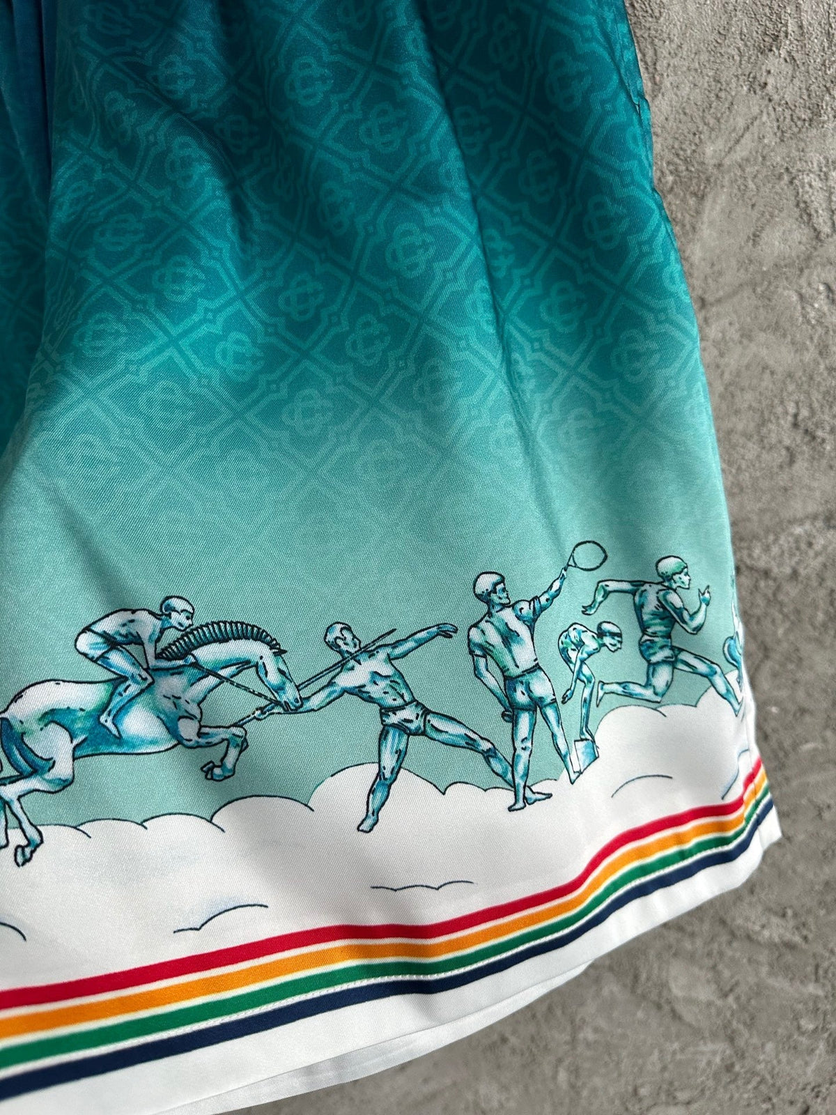 Teal Gradient Silk Shorts - Men's