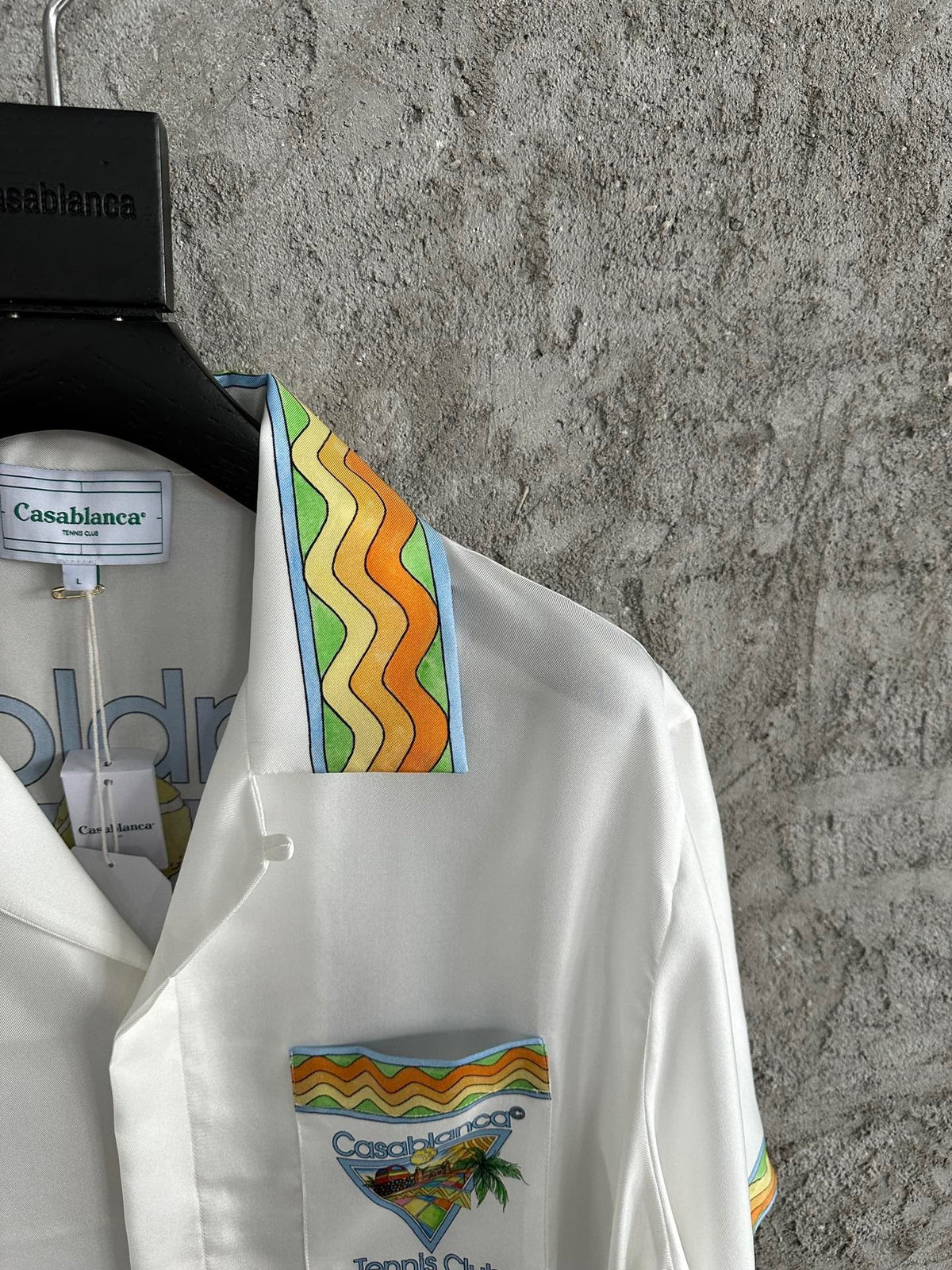 Yellow Trim Crest Silk Shirt - Men's