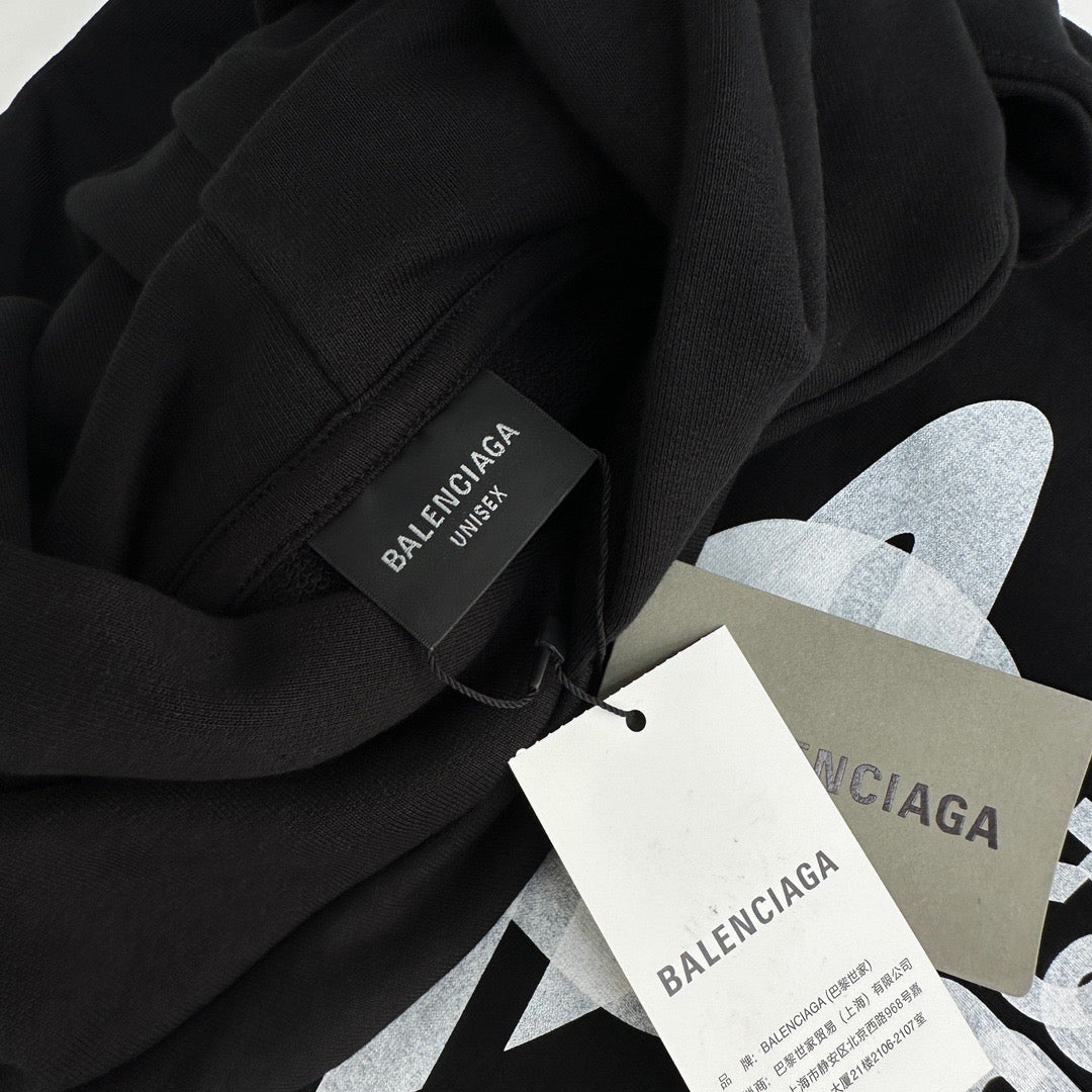 Black Cotton Logo Pullover - Men's