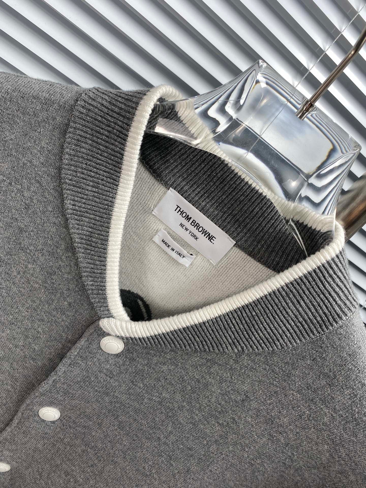 Navy Wool Four-Bar Cardigan - Men's