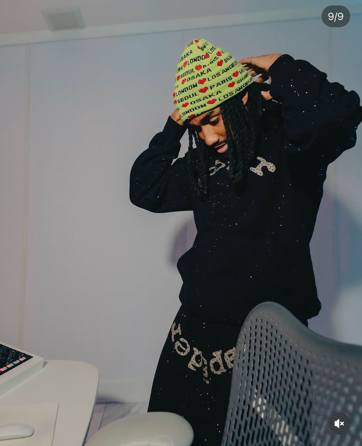 Black Cotton Embellished Pullover - Men's