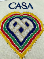 Cream Wool Heart Intarsia Crewneck - Men's