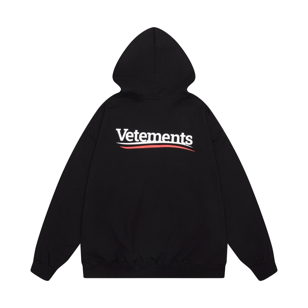 Black Cotton Logo Pullover - Men's