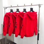 Red Cotton Star Print Pullover - Men's