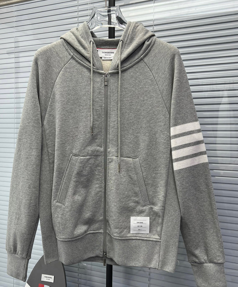 4-Bar Zip Navy Hoodie - Men's