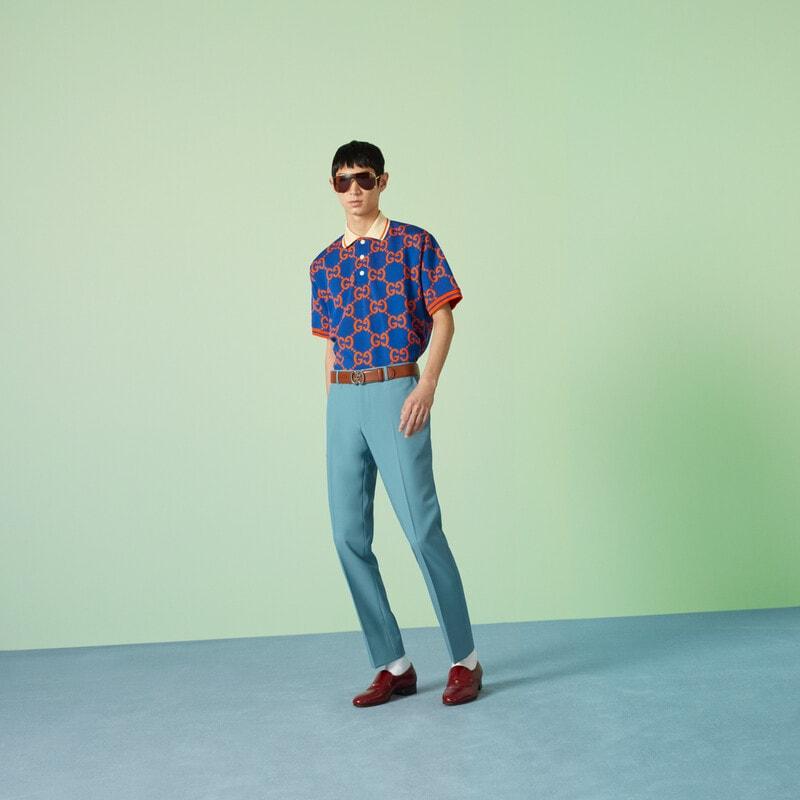 GG cotton jacquard polo T-shirt – further exploring daywear possibilities, an interaction between vibrant textures and – LUX VERSE Luxury Designer Fashion Outlet