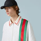 GG cotton terry cloth polo with Web – white GG cotton terry cloth Green and red Web detail Striped polo collar Short – LUX VERSE Luxury Designer Fashion Outlet