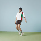 GG cotton terry cloth polo with Web – presented in white GG cotton terry cloth, this short-sleeved polo shirt is enriched – LUX VERSE Luxury Designer Fashion Outlet