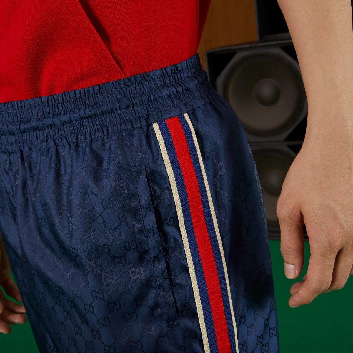 GG jacquard nylon swim shorts – these jacquard nylon have a GG pattern and grosgrain Web stripe – LUX VERSE Luxury Designer Fashion Outlet