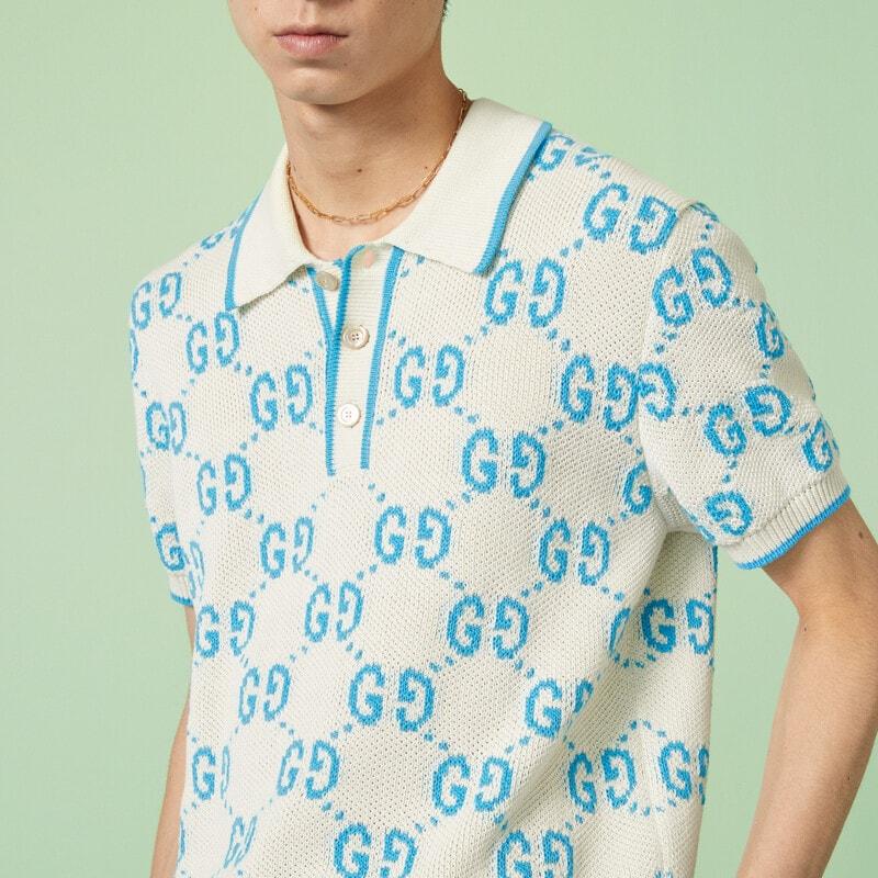 GG knit cotton piquet polo – vivid patterns animate essential designs, evoking a warm-weather feeling – LUX VERSE Luxury Designer Fashion Outlet