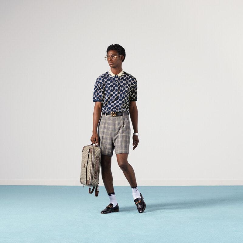 Gg Stretch Cotton Polo – an and green striped collar completes the vintage inspired design – LUX VERSE Luxury Designer Fashion Outlet