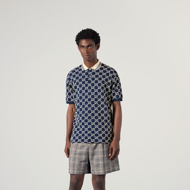 Gg Stretch Cotton Polo – an and green striped collar completes the vintage inspired design – LUX VERSE Luxury Designer Fashion Outlet