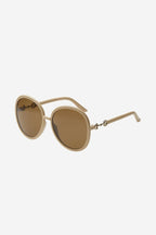 Beige sunglasses with horsebit detail – for the first time, the iconic Horsebit, is interpreted in the Eyewear – LUX VERSE Luxury Designer Fashion Outlet
