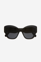 Black cat-eye sunglasses with matalasse temple – this elegant and sophisticated black almond shape style is distinguished – LUX VERSE Luxury Designer Fashion Outlet