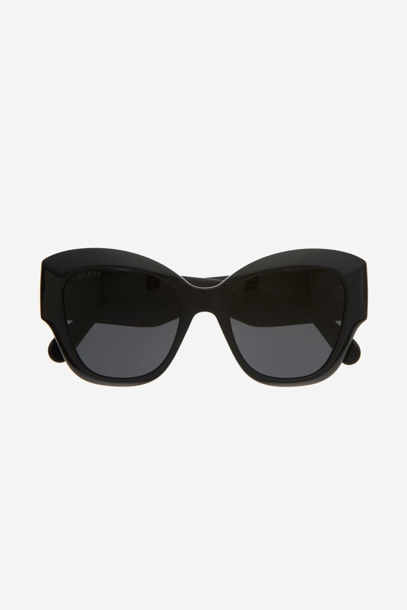 Black cat-eye sunglasses with matalasse temple – this elegant and sophisticated black almond shape style is distinguished – LUX VERSE Luxury Designer Fashion Outlet