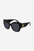 Black cat-eye sunglasses with matalasse temple – this elegant and sophisticated black almond shape style is distinguished – LUX VERSE Luxury Designer Fashion Outlet