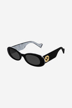 Black oval sunglasses – vintage inspired extreme oval bold acetate shape that contast with giant Gold – LUX VERSE Luxury Designer Fashion Outlet