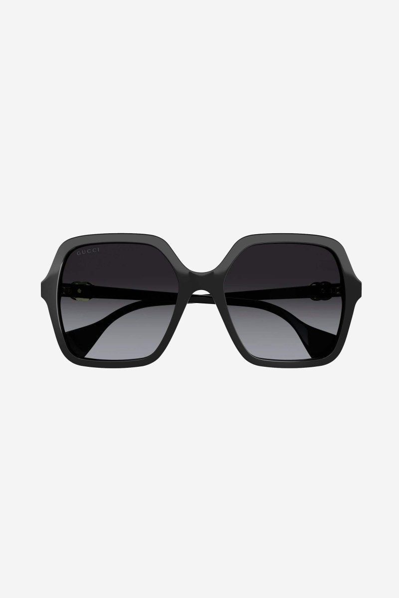 Black square sunglasses – iconic GG mini running logo on both straight temples – LUX VERSE Luxury Designer Fashion Outlet