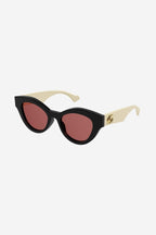 Cat eye black and cream sunglasses – pared-back simplicity characterizes the essential shapes, lines and colours of this – LUX VERSE Luxury Designer Fashion Outlet