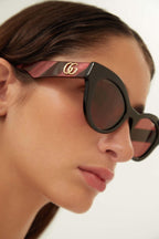 Cat eye burgundy sunglasses – pared-back simplicity characterizes the essential shapes, lines and colours of this – LUX VERSE Luxury Designer Fashion Outlet