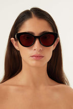 Cat eye burgundy sunglasses – cat-eye shape in plastic conceived for an extra-feminine look – LUX VERSE Luxury Designer Fashion Outlet