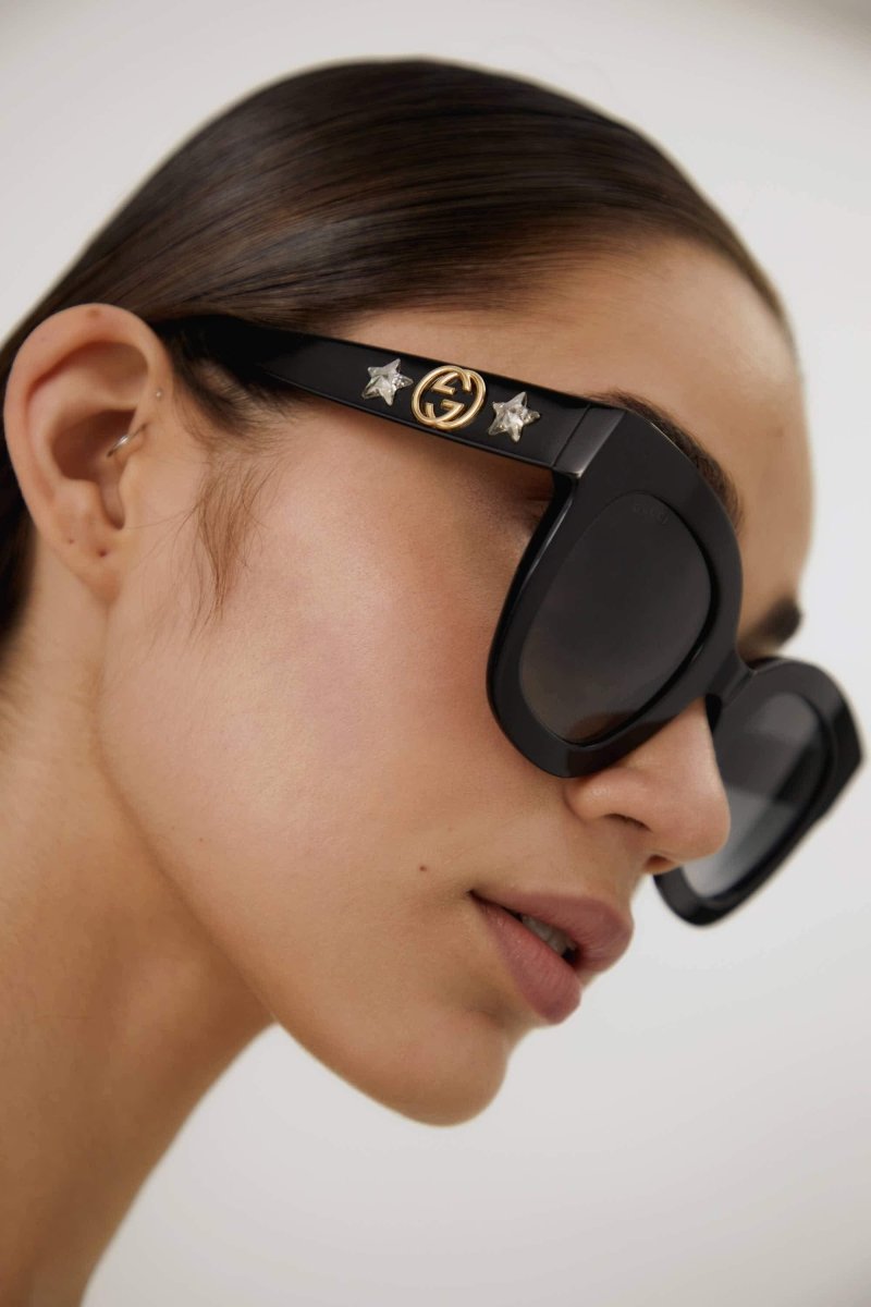 Cat-eye femenine star sunglasses – oversize rectangular shape enriched with a bold acetate rim and prominent – LUX VERSE Luxury Designer Fashion Outlet