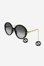Chain black round acetate sunglasses – new extravagant story fully expressing creative mood and in-line – LUX VERSE Luxury Designer Fashion Outlet